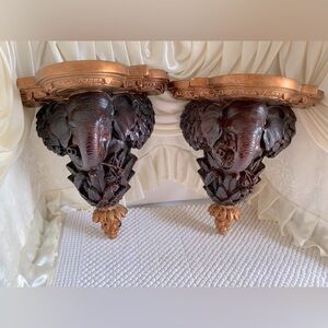 Elephant Wall Sconce Set - Brown and Gold